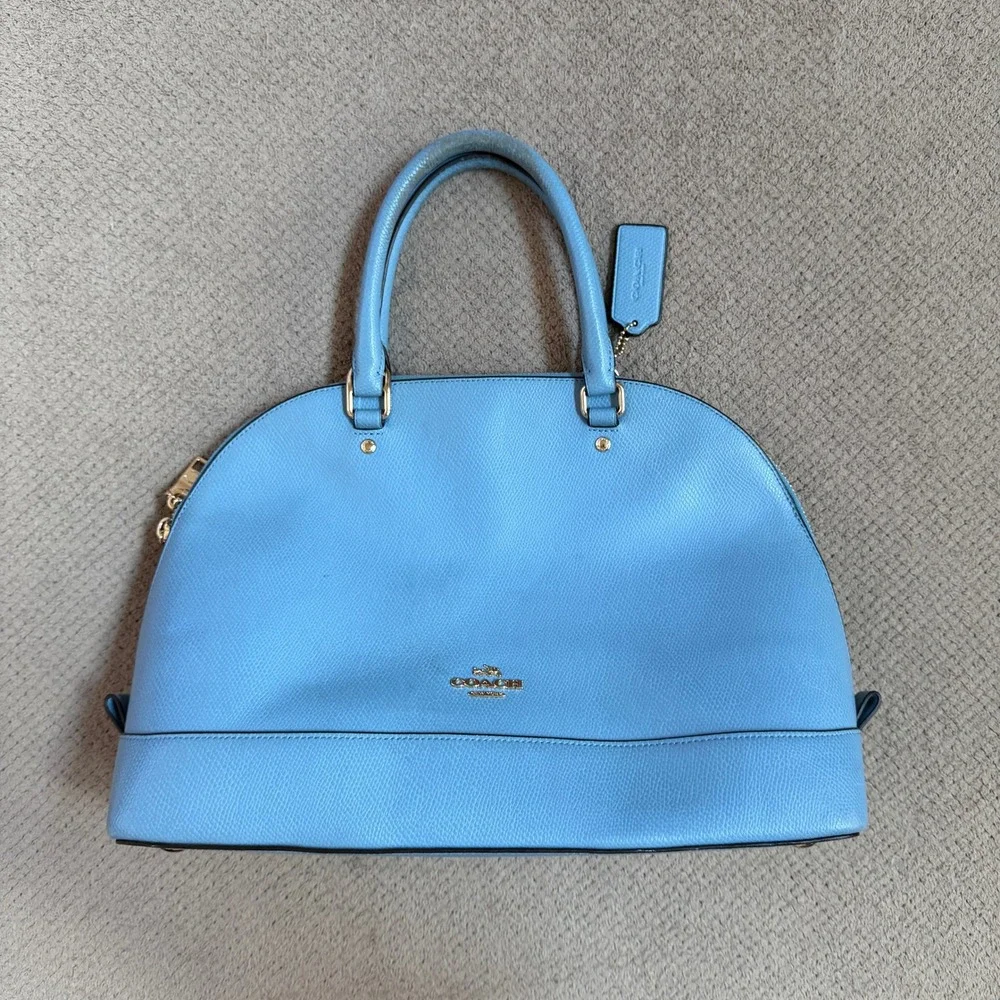 Coach Blue Leather Dome Satchel Handbag Large Gold Hardware F25671